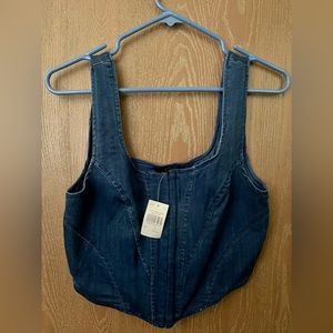 Denim crop tank top